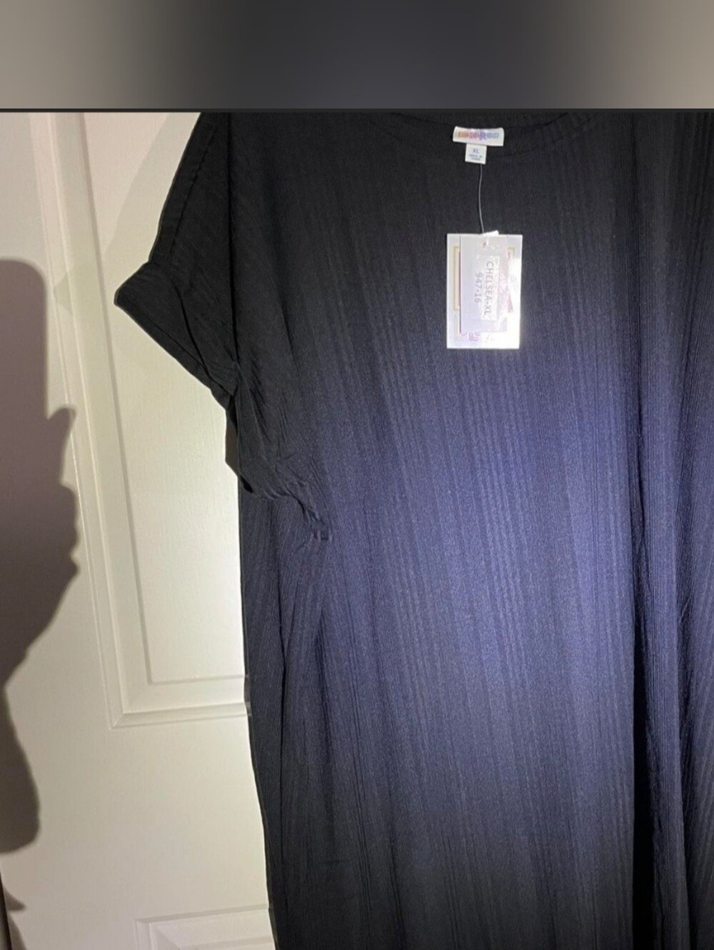 LuLaRoe Chelsea T-Shirt Dress Women's Size XL, Black Ribbed New With Tags